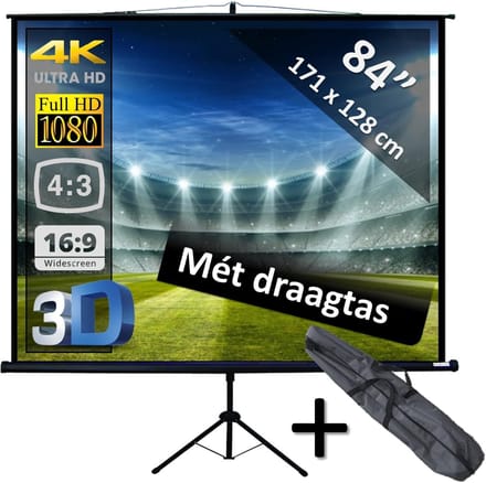 Projectiescherm - Beamer Scherm - Thuisbioscoop Creëren - Draagbaar Statief - 171 x 128 cm - Wit