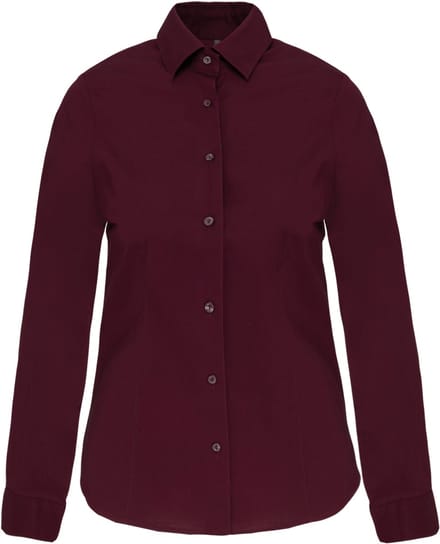 Kariban Dames stretch blouse lange mouwen K530 - Wine - M