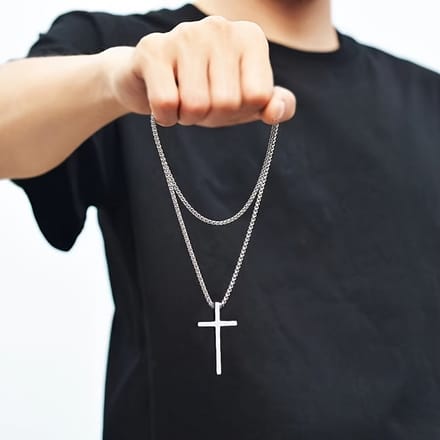 VANDAAG VERZONDEN - Ketting - Staal - Kruis 4cm - Christelijk - Zilver
