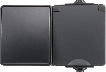 Opbouw Combi wandcontactdoos en wisselschakelaar | IP55 - Zwart