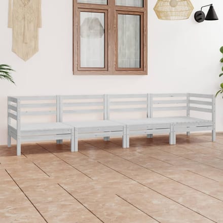 vidaXL - 4-delige - Loungeset - massief - grenenhout - wit