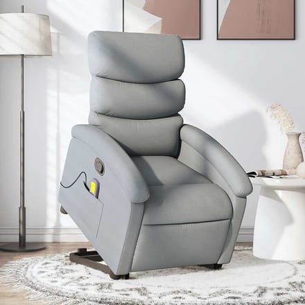 vidaXL - Sta-op-massagestoel - verstelbaar - stof - lichtgrijs