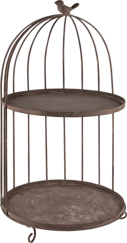 Dekoratief | Open kooi m/2 lagen, grijs, metaal, 24x24x47cm | A240296