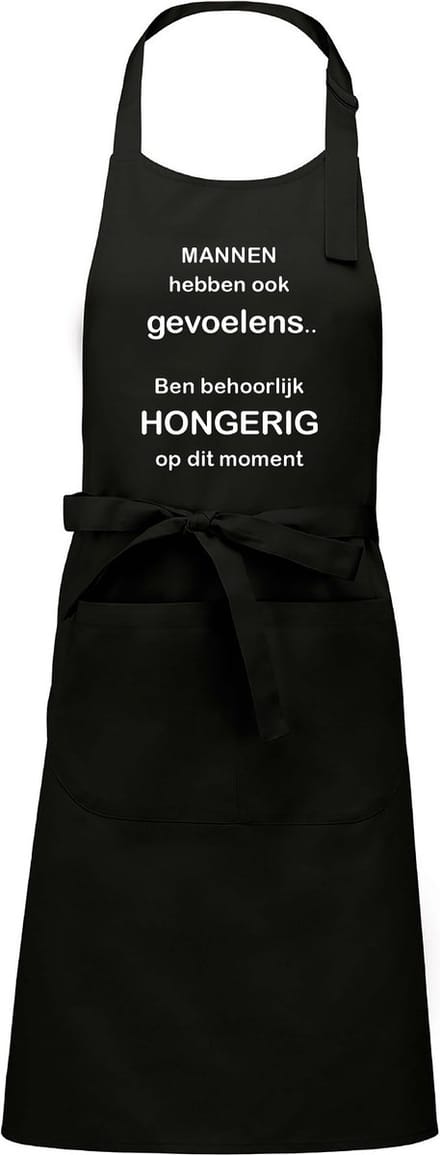 Mannen hebben ook gevoelens schort - Keukenschort - Zwart