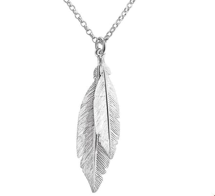 Zilver Gerhodineerde Collier veren 2 1319529