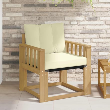 vidaXL - Buitensofa - Massief - Acaciahout - en - Textilene - Wit