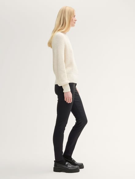 Tom Tailor Denim - TTNELA extra skinny jeans met coating - Maat 27/32 - coated black denim