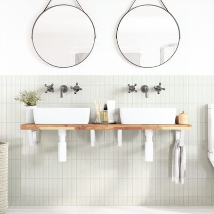 vidaXL - Badkamer - wandschap - staal - en - massief - acaciahout