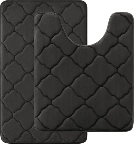 Badkamermatten van Traagschuim, Antislip en Absorberend, 2-delig, Zwart