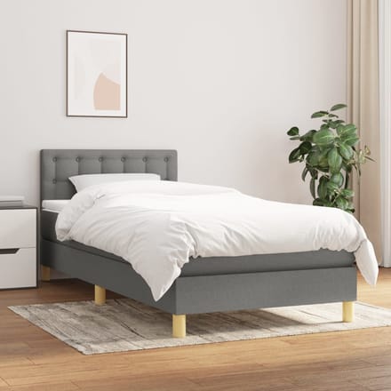 vidaXL - Boxspring - met - matras - stof - donkergrijs - 80x200 - cm