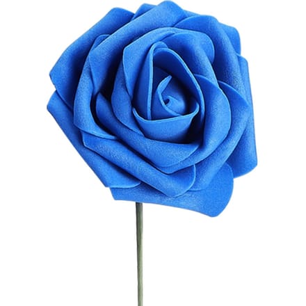Fleur de Rose Artificielle Blanche Mousse PE Fausse Rose de Simulation avec Feuille et Tige Type 2 blue