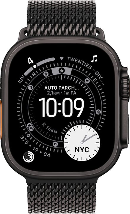 Apple Watch 49mm Titanium Milanese Loop - Smartwatchbandje - Medium - Black