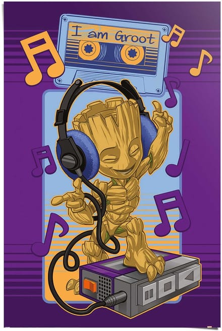 Poster Guardians of the Galaxy - groot cassette - 91,5 x 61 - Papier - REINDERS