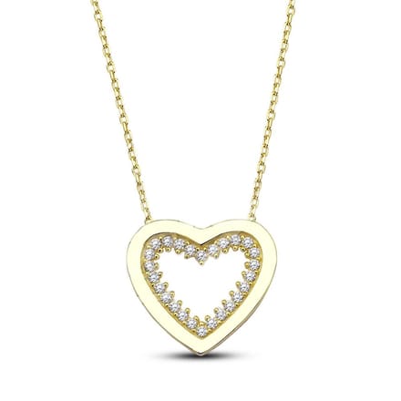 18K Goud Hart Ketting - 30cm +5cm
