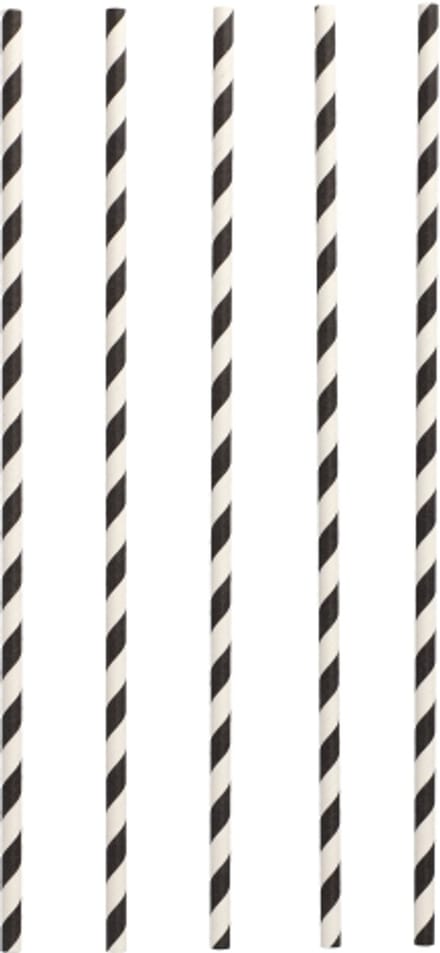 10x 100 Drinkrietjes papier Ø 6 mm · 29 cm zwart/wit Stripes