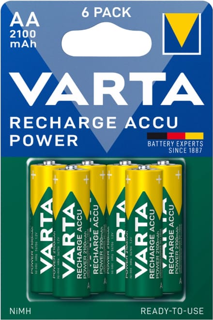VARTA Pack de 6 batterijen oplaadbaar Accus AA 2100 mAh 1,2V Ni-Mh