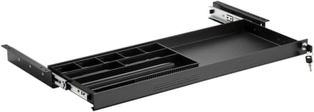 CAVO Documentenlade, afsluitbaar, staal 740 x 250 mm, incl. ladebak zwart, bureaulade, ondertafellade