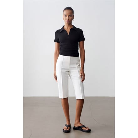 Hoge taille Rechte Capri Shorts Met Splits