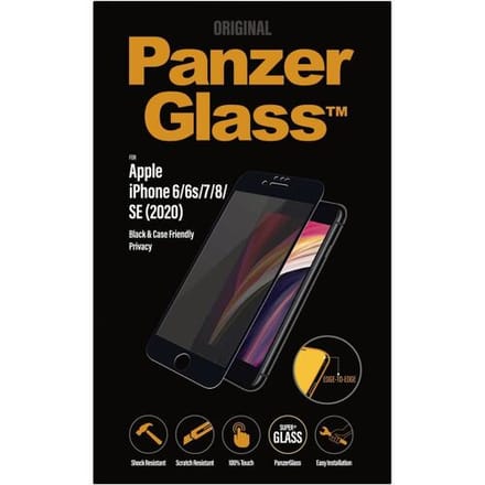 PanzerGlass Edge2Edge Privacy P2679 Screenprotector (glas) met privacyfolie Apple IPhone SE (Gen.3, 2022), IPhone SE (Gen.2, 2020), iPhone 8, iPhone