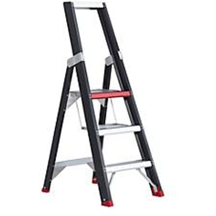 Trapladder Professional Topline, eenzijdig, aluminium, 3 treden, zwart