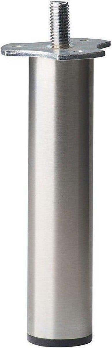 FLE - Stalen meubelpoot rvs look rond ø 3 cm en hoogte 14 cm (M8)
