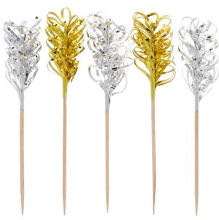 20x 30 Decoprikkers 105 cm Frills goud/zilver