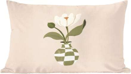 Sierkussens - Kussentjes Woonkamer - 60x40 cm - Vaas - Geruit - Bloem - Groen