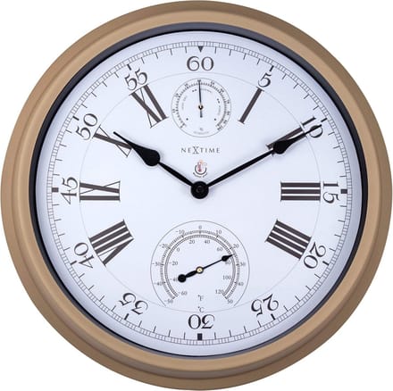 NeXtime Hyacinth – Wandklok – 40.5 cm – Metaal – Bruin – Weerbestendig