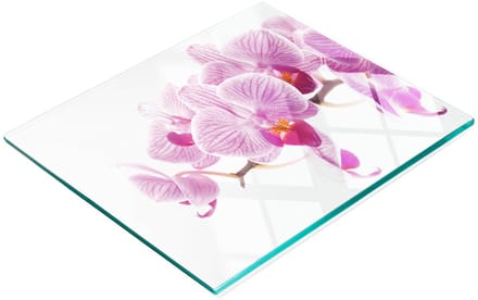 Multifunctionele decoratieve glazen snijplank voor de keuken, roze orchidee, 60x52 cm