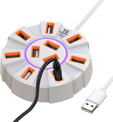 USB Hub Uitbreiding - Multiport Adapter Station - Snelle Data Overdracht - Hoge Snelheid 5Gbps - 9x9x2.5 cm - Wit