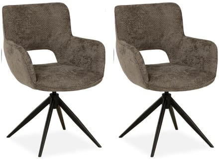 MX Sofa - Eetkamer stoel Darwin - Taupe (set van 2 stuks)