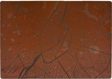 Place Maps Placemat Skyline Gent - Drie Torens - Kunstleer - Zwart - 1 Stuk