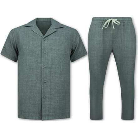 Twinset - Zomerset Heren - Linnen Look Shirt Heren - Zomer Broek Heren - MG-011 - Grijs