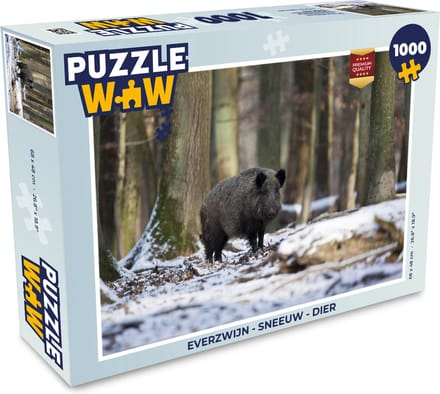 Puzzel Everzwijn - Sneeuw - Dier - Legpuzzel - Puzzel 1000 stukjes volwassenen
