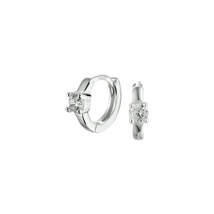 Glams klapoorringen zirkonia - 9 mm - Zilver