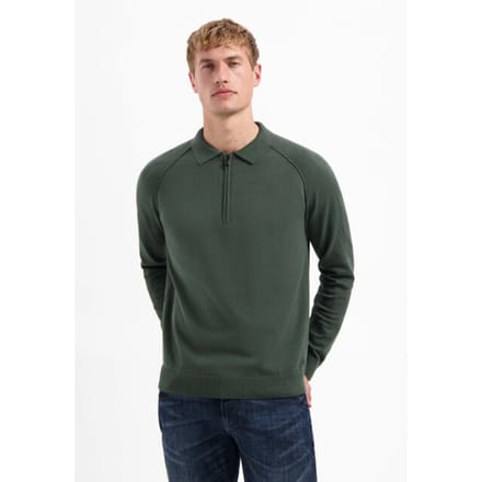 No Excess Pullover Polo Half Zip Solid Dark Green Maat: M | Longsleeves Outlet | Heren | Groen