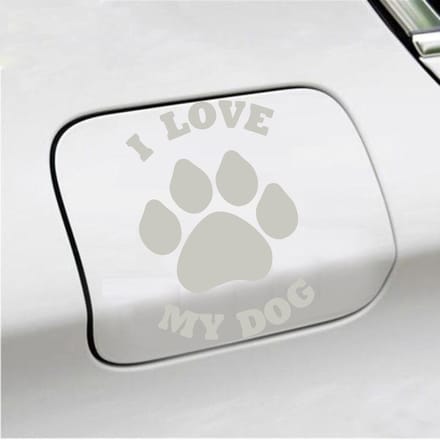 Bumpersticker - I Love My Dog - 13,9 X 9,3 - Zilver