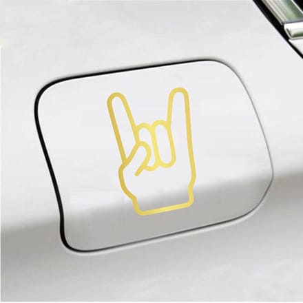 Bumpersticker - Rock N Roll - 13,5 X 8,9 - Goud