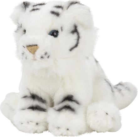 Nature Planet tijger knuffeltje - 15 cm - wit - Pluche - knuffeldieren - leeuwen