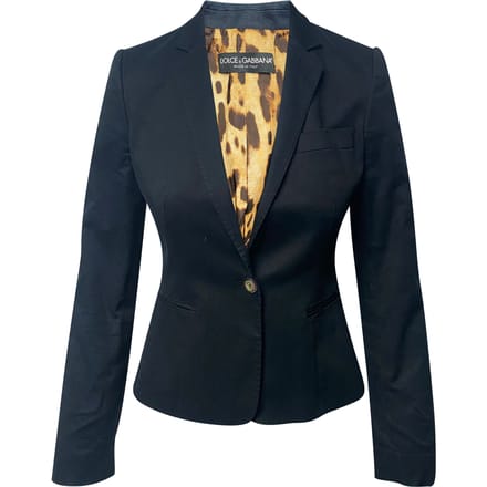 Dolce And Gabbana Leeuwenspots Lined Blazer in Marineblauw Katoen