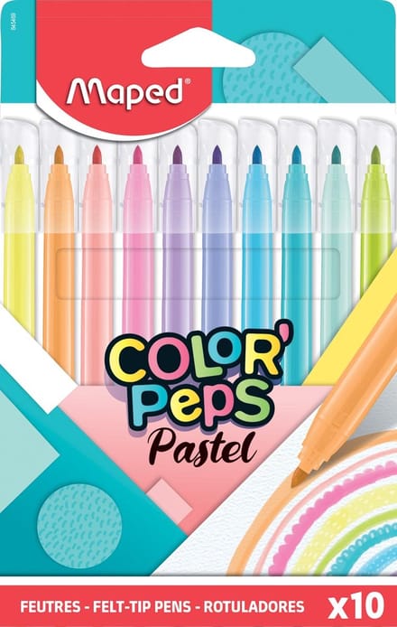 Maped Viltstift Color'Peps Pastel, medium punt, etui van 10 stuks
