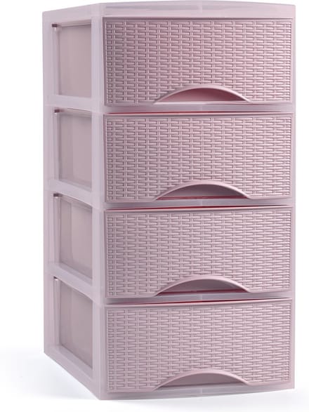 Plasticforte Ladeblokje/bureau organizer met 4 lades - roze - H34 x B18 x D25 cm