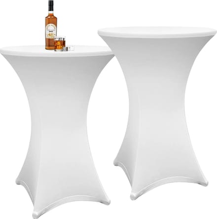 2x Elastische Statafelhoes Wit Rond Ø 80-85 cm | Sneldrogend & Strijkvrij