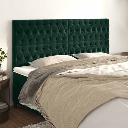 vidaXL - Hoofdbord - donkergroen - 180x7x118/128 - cm - fluweel