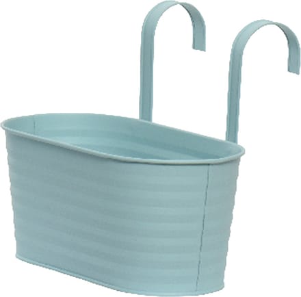 Decoris Bloembak ophangbaar - zink - 32 x 16 cm - lichtblauw