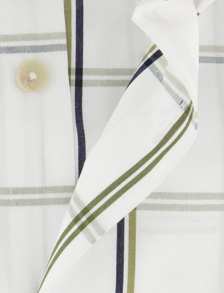 Ledub Modern Fit overhemden wit geruit korte mouw
