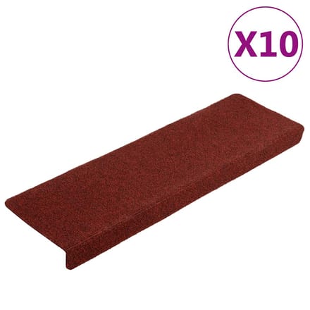 vidaXL - Trapmatten - Zelfklevend - 10 - st - 65x21x4 - cm - Bordeaux - Rood