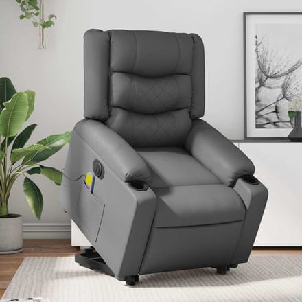 Vidaxl Opvouwbare Sta-Op Fauteuil Met Massage, Elektrisch, Grijs