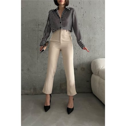Hoge taille geplooide tailormade broek