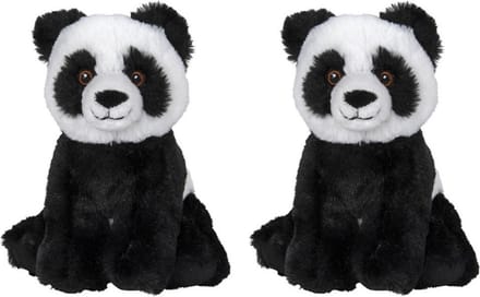Nature Planet Pluche Pandabeer - 2x - knuffelbeer - 16 cm - beren knuffels - speelgoed